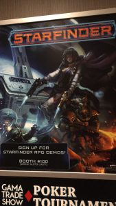A Starfinder poster on display at GAMA