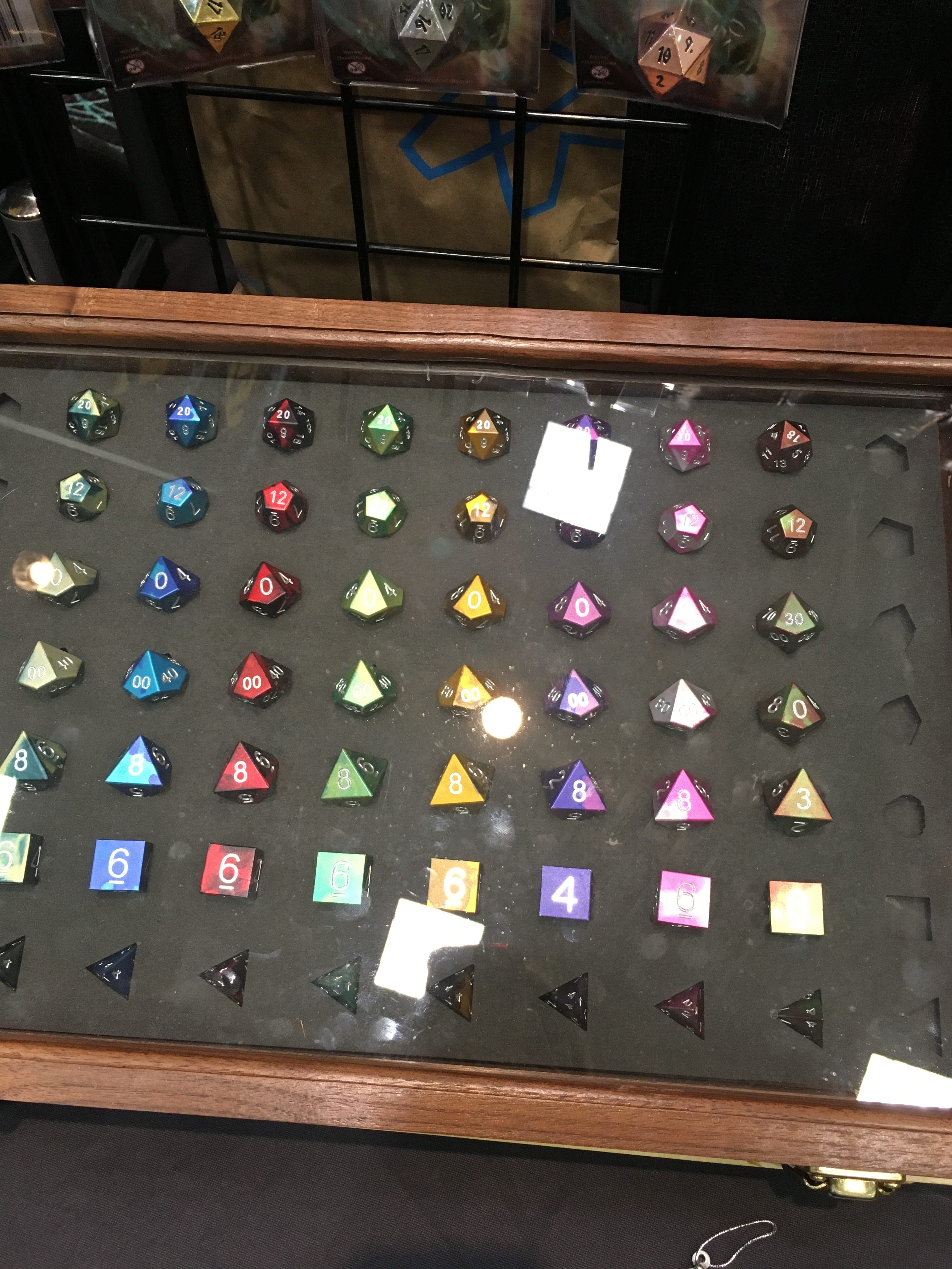 A case of metal dice